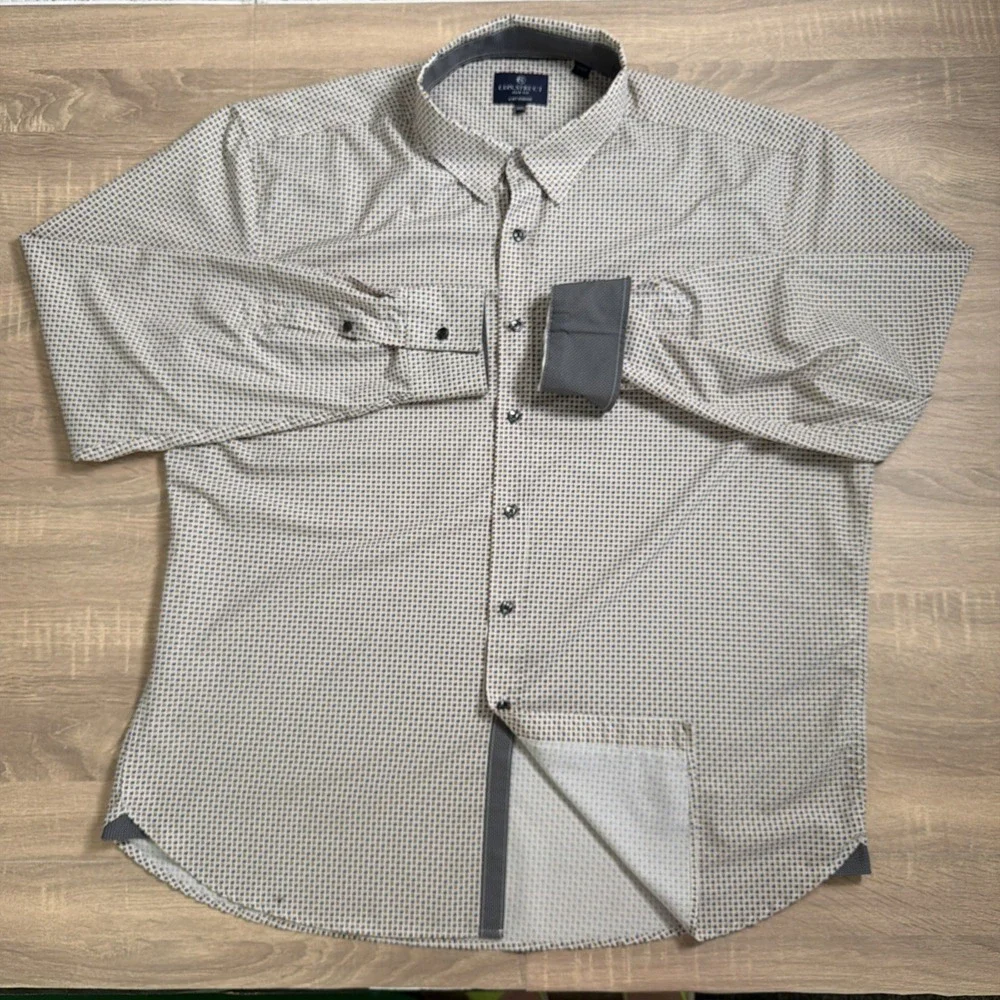 Con.Struct XXL Mens Shirt 4 Way Stretch Geometric‎ Design Slim Poly Spandex